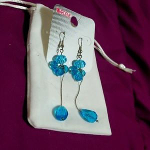 Long Blue and Silver Earrings